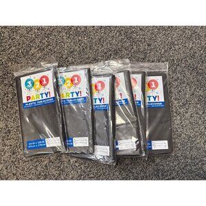 321 Party!  Set of 6 Plastic Tablecover Reusable Washable Waterproof Midnight Bl